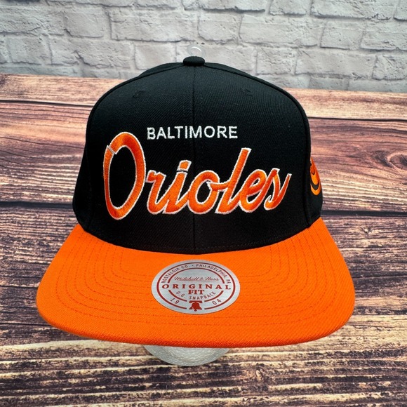 NEW‎ Baltimore Orioles Script Snapback Hat Mitchell Ness MLB Baseball Cap Bird - Picture 2 of 9
